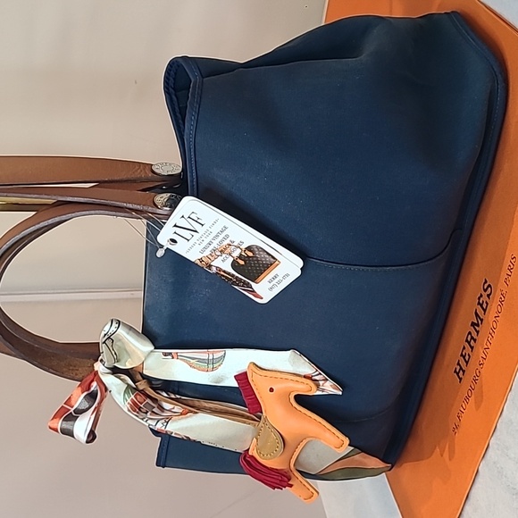 HERMES VINTAGE 2010 KABAK ELAN PM 2 WAY HAND/SHOULDER/TOTE BAG CANVAS/LEATHER - Picture 5 of 17